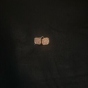 Square Pink Bling and Gold Earrings